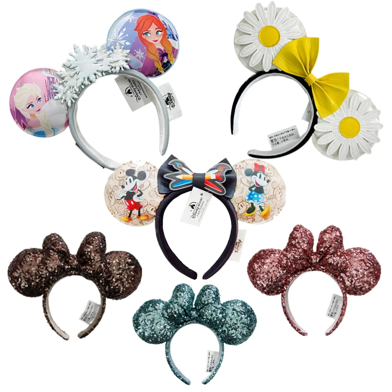 Disney Minnie Mouse Ear Headband Holiday Party Frozen Bow Hairband For Adult/Kids Gift hair bands hair accessories hair headband accessories cosplay accessories