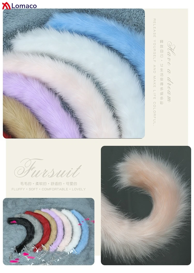 Plush Cat Tail Kawaii Women Cosplay Props Cute Animal Rainbow Faux Fur Fox Tail JK Girls Party Halloween Role Play Accessories cosplay accessories