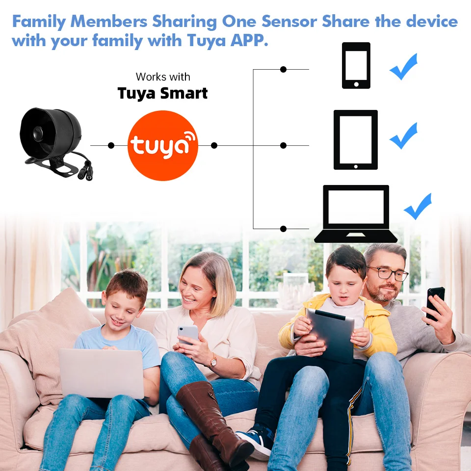 Wireless Alarm 120dB WIFI Compatible With Tuya Alexa