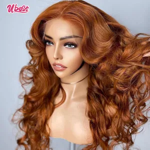 Медный оранжевый парик, человеческие волосы 13x6, свободные волнистые передние парики на сетке, бразильские волосы 13x4, прозрачный фронтальный парик на сетке для женщин 34 дюйма 200%
