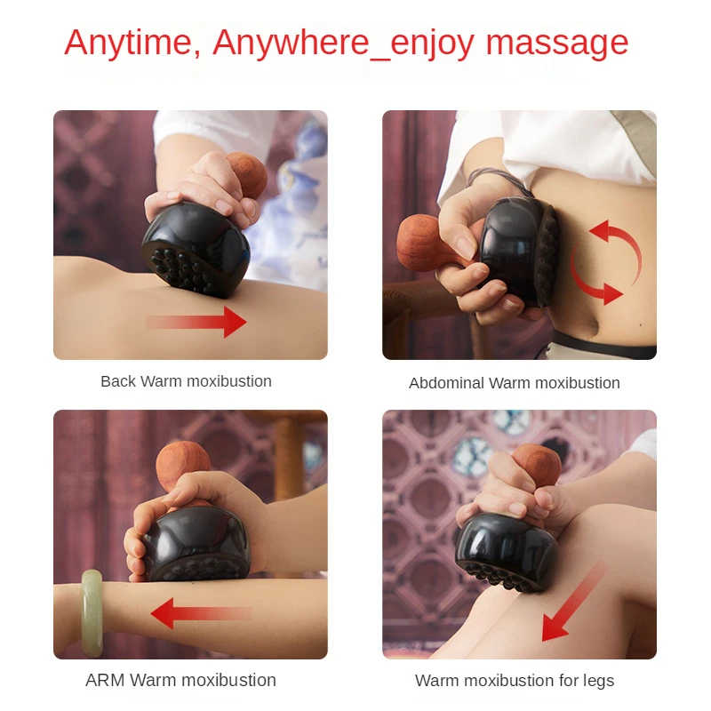 Portable Bianstone Warm Moxibustion Apparatus, Round Massager, Gua Sha Board, Digital Temperature Control Tai Chi Ball