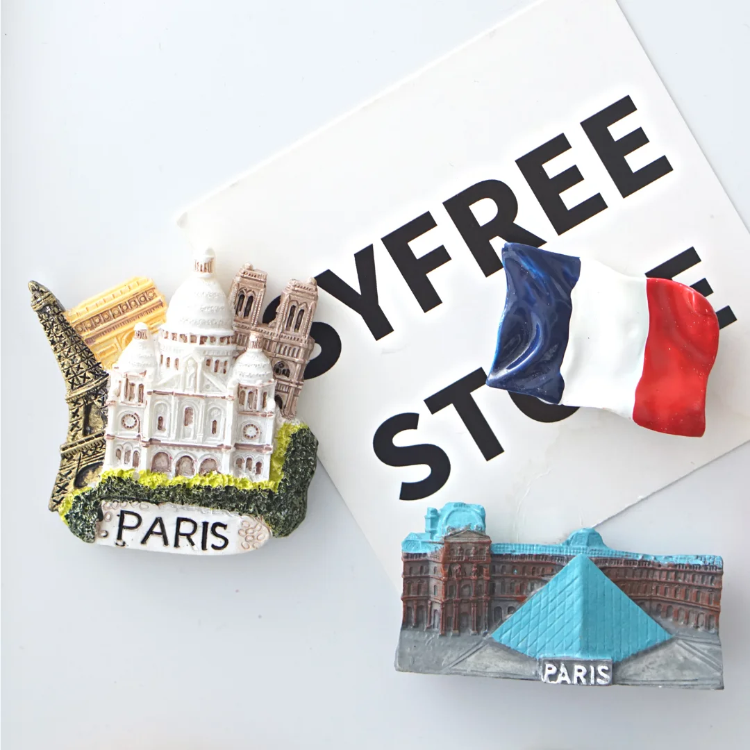1 pcs France Fridge Magnets Paris Tower Versailles Cote d'Azur Notre Dame Louvre Modeling Refrigerator Stickers