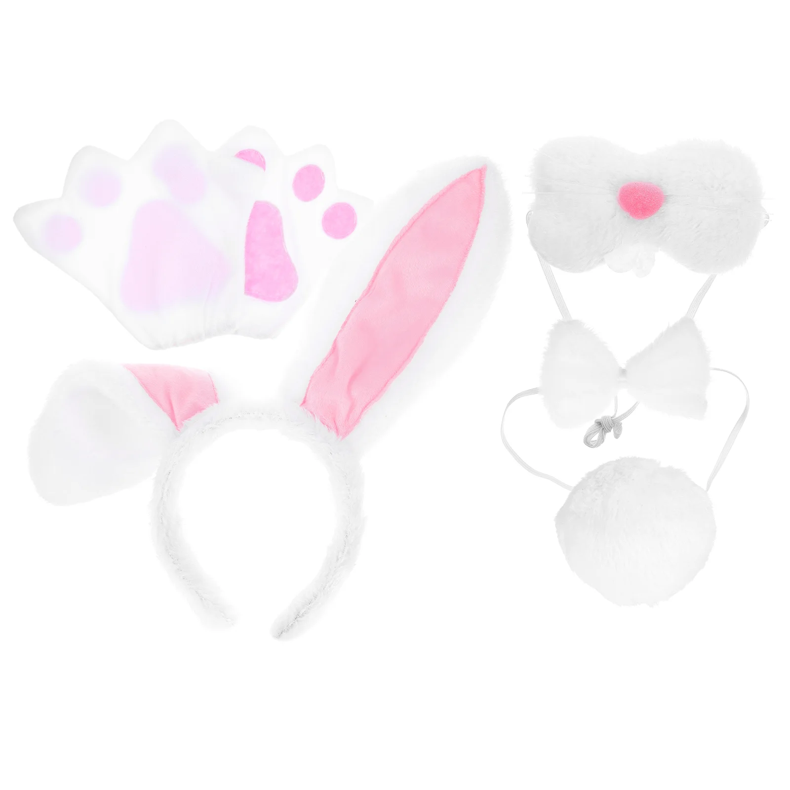 

1 Set Rabbit Ear Headband Tail Easter Bowtie Animal Costume Props for Cosplay Stage Performance
