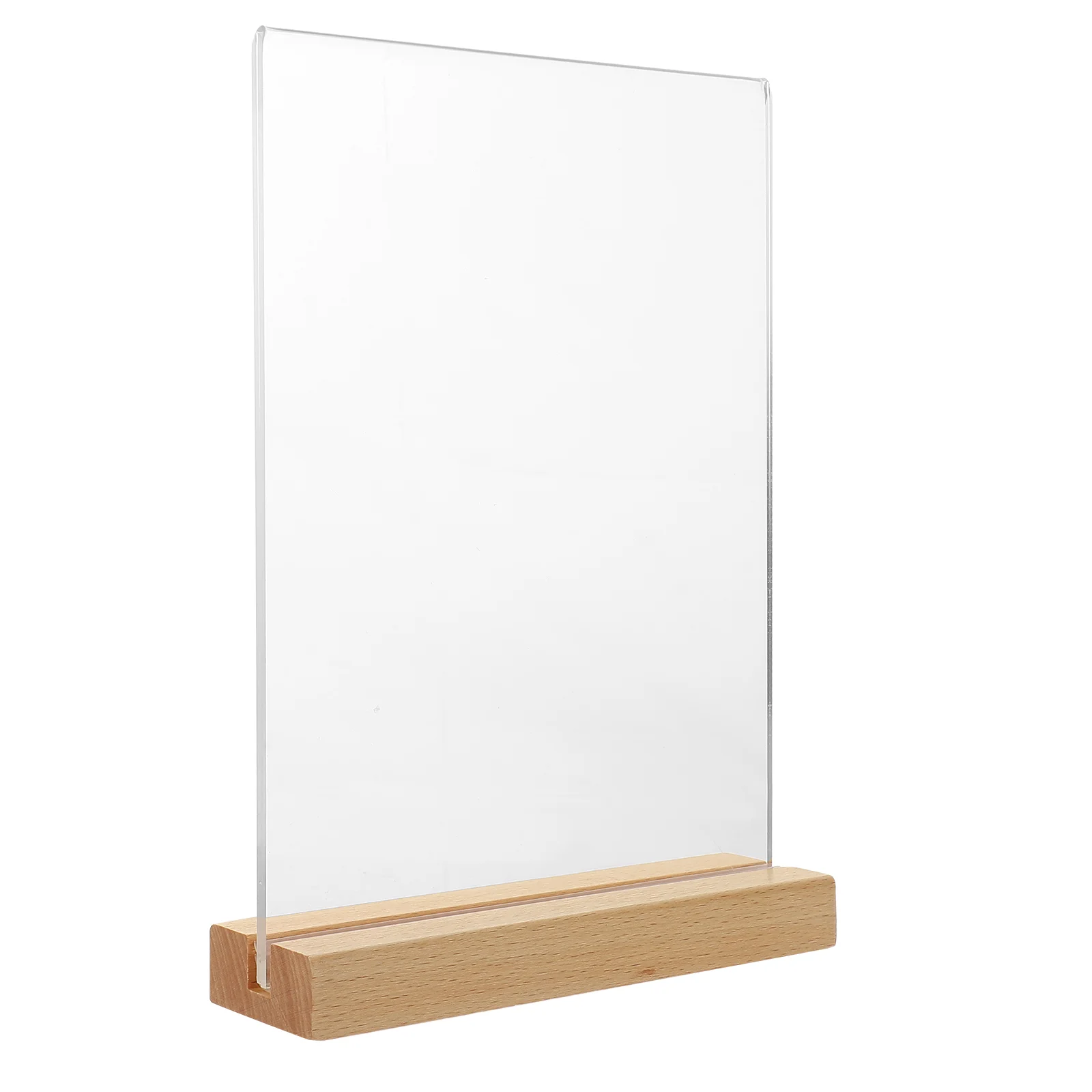

Blank Clear Table Number Signs Menu Acrylic Display Stand With Wooden Base Place Card Holder For Wedding Party Paper Holder