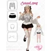 Y2k High Waist Lolita Short Skirt Suit France Vintage Slim Slash Neck Print 2 Piece Set Women Sweet Cute Off Shoulder Top Female 5