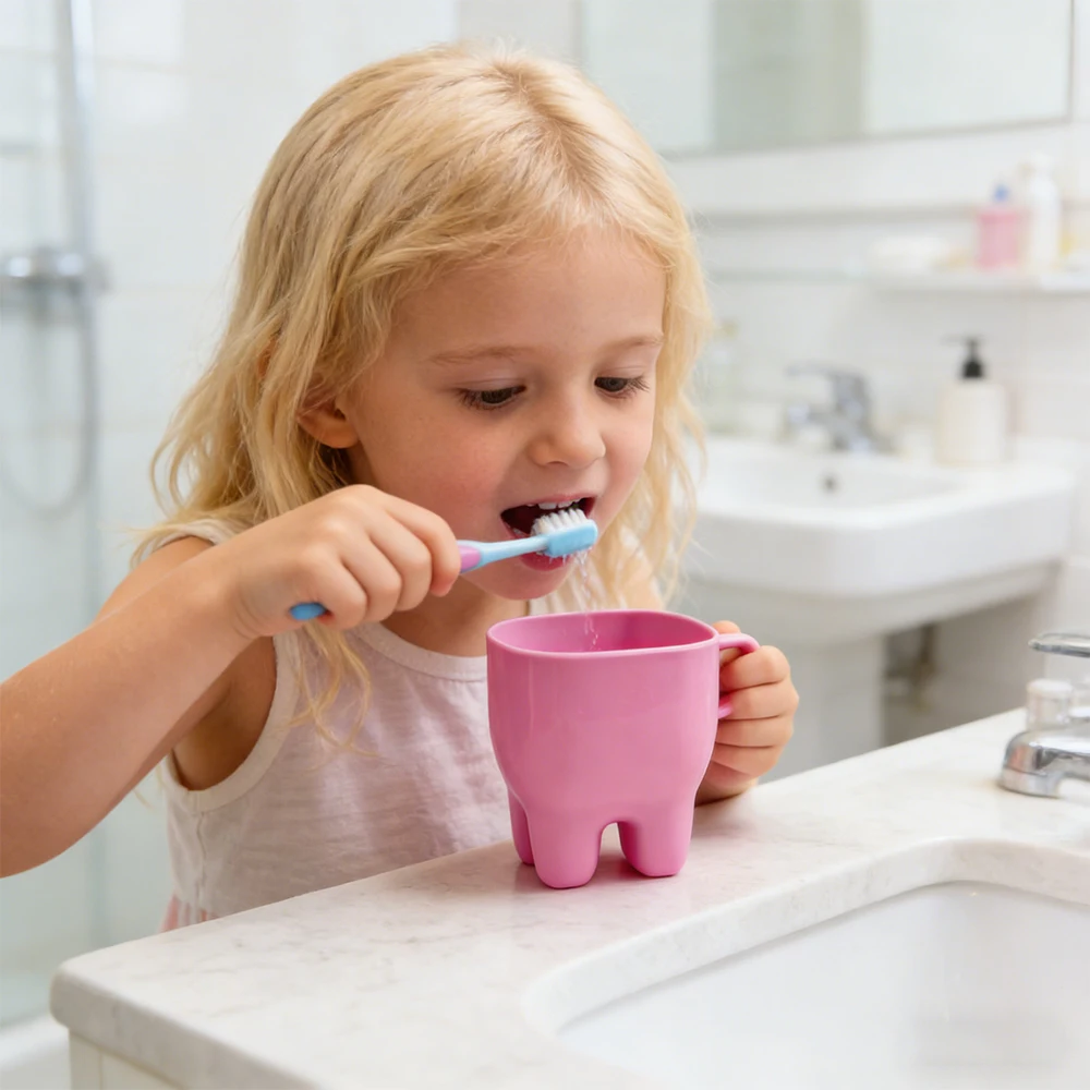 1개 치아 모양 칫솔컵 호텔 양치컵 가정용 물컵 낙하 방지 다채로운 플라스틱 컵 치과 선물