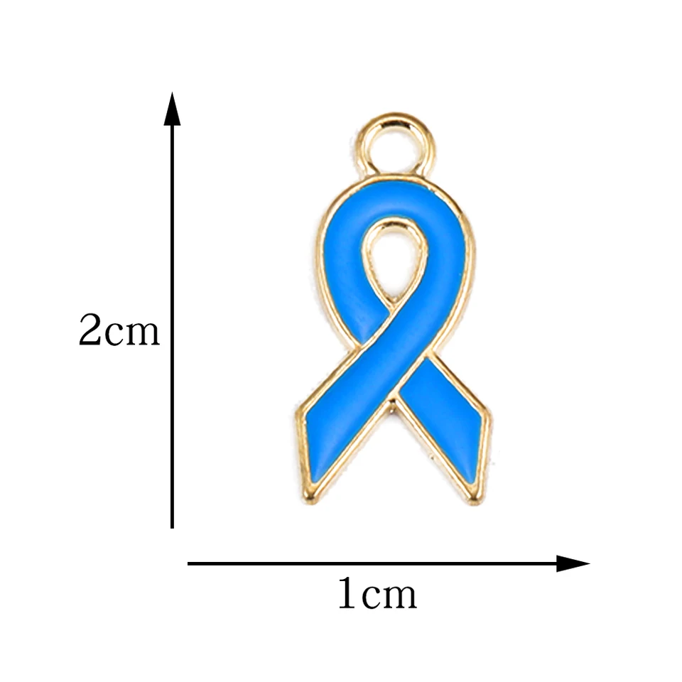 40 Breloques Ruban De Sensibilisation En Alliage Émaillé - Pour Bijoux DIY, Bracelets, Colliers - Vert Et Bleu