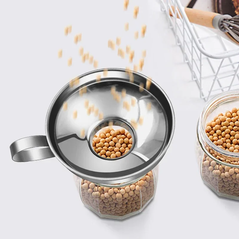 Description Picture 5 of item1PC Stainless Steel Wide Mouth Jar Funnel Jam Salad Dressing Wide Mouth Funnel Wide Mouth Oil Leak Multifunctional Kitchen Tool