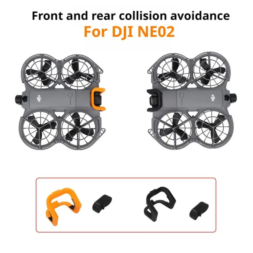 Pare-chocs anti-collision pour DJI Neo2 en orange, posé à côté du drone, détail du matériau léger.