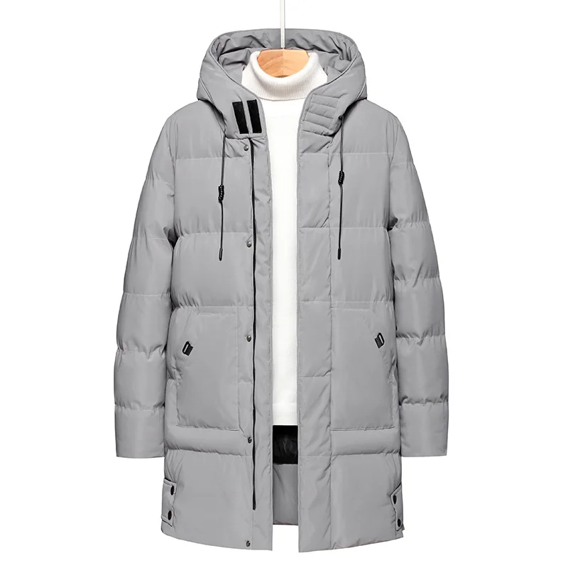 Long Jacket for Men Hooded Oversize M-8 XL Black Puffer Down Coat Windproof Outwear Business Hombre