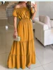 Robe maxi à encolure dégagée pour femmes, vert, mode d'été, boho, sexy, élégante, décontractée, vacances, plage, robes de soirée