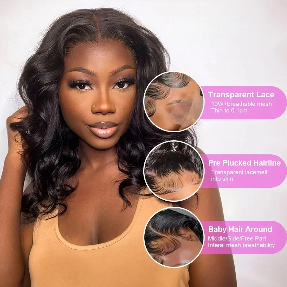 5X5 4X4 Glueless Body Wave Bob Wigs 13X4 13x6 HD Lace Frontal Wig Human Hair Natural Wave Wig Short Bob Wigs of Women 3