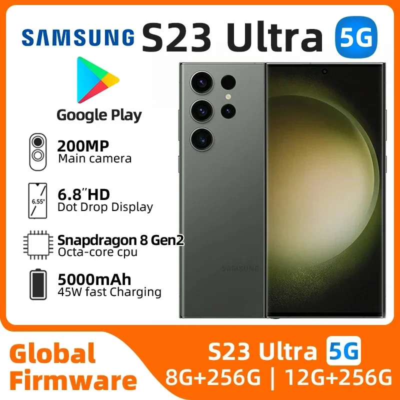 

Samsung Galaxy S23 Ultra 5g SmartPhone Snapdragon8 gen2 6.8inch 120HZ Screen 200MP Camera 5000mAh 45W Charge Original Used Phone