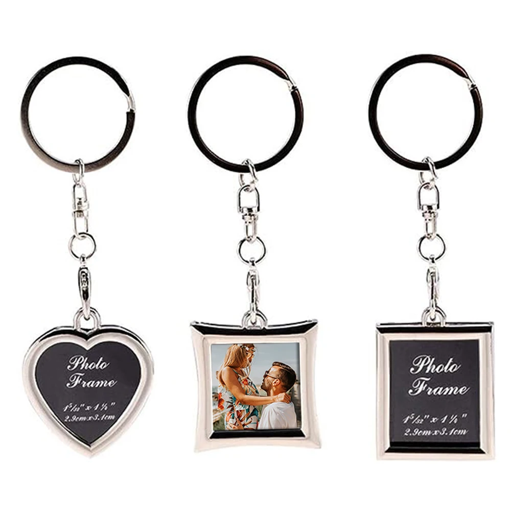 New Silver Photo Frame Keychain Metal Heart Frame Keyring with Locket