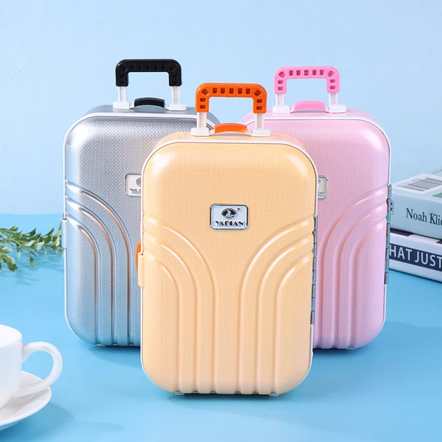 PAR Valise bébé jouet mignon valise à roulettes en plastique mini boîte à  bagages (argent)