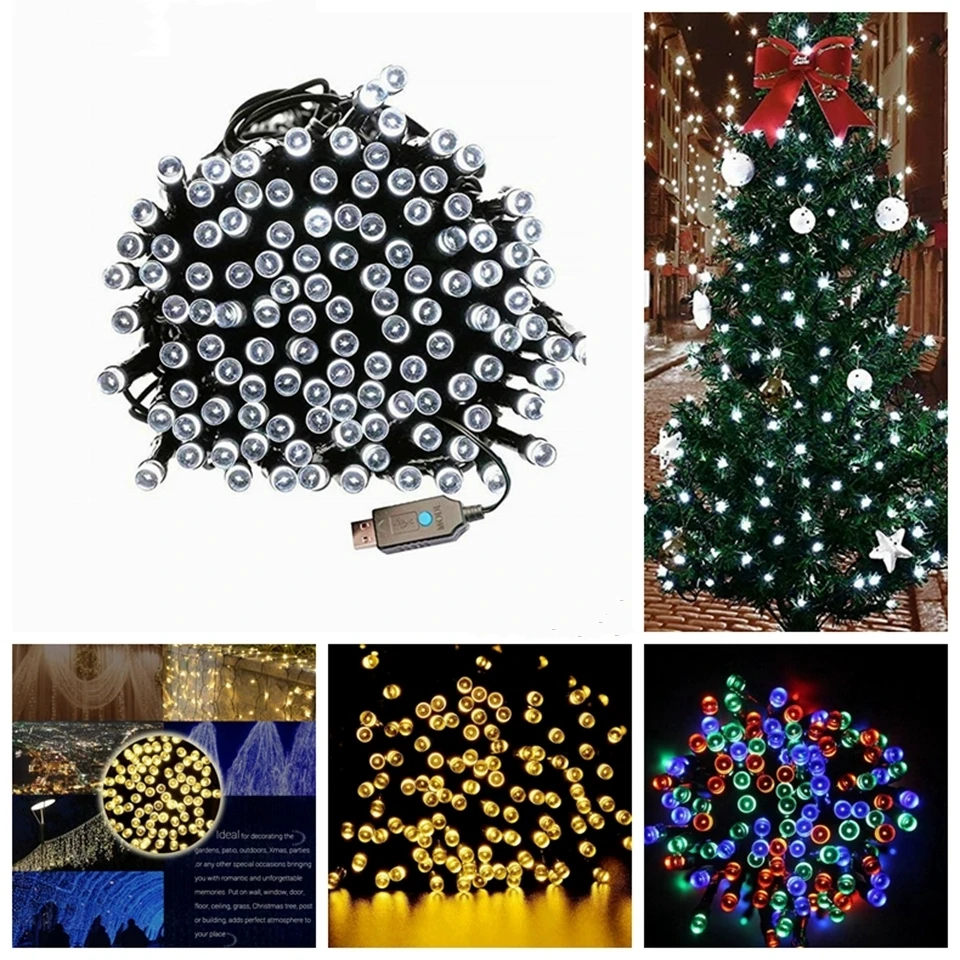 

5V USB LED String Christmas Light 10M 20M Green Wire Fairy Lights 8 Modes Outdoor Waterproof Party Wedding Holiday Decoration