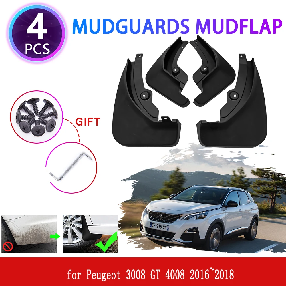 

Mudflaps Fender Mud for Peugeot 3008 GT 4008 2016~2022 2017 Mudguards Flap Splash Mud Guards Cover Fender Flares Car Accessories
