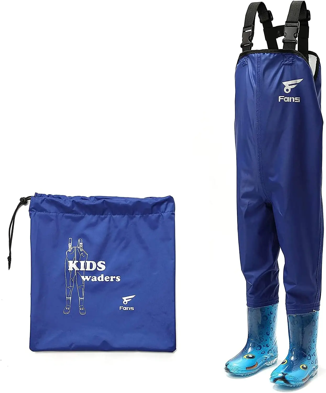 8 Fans Kid's Chest Waders,Waterproof Bootfoot Lightweight Hip Waders,2-ply Nylon PVC Fishing Hunting kayaking Children's Waders
