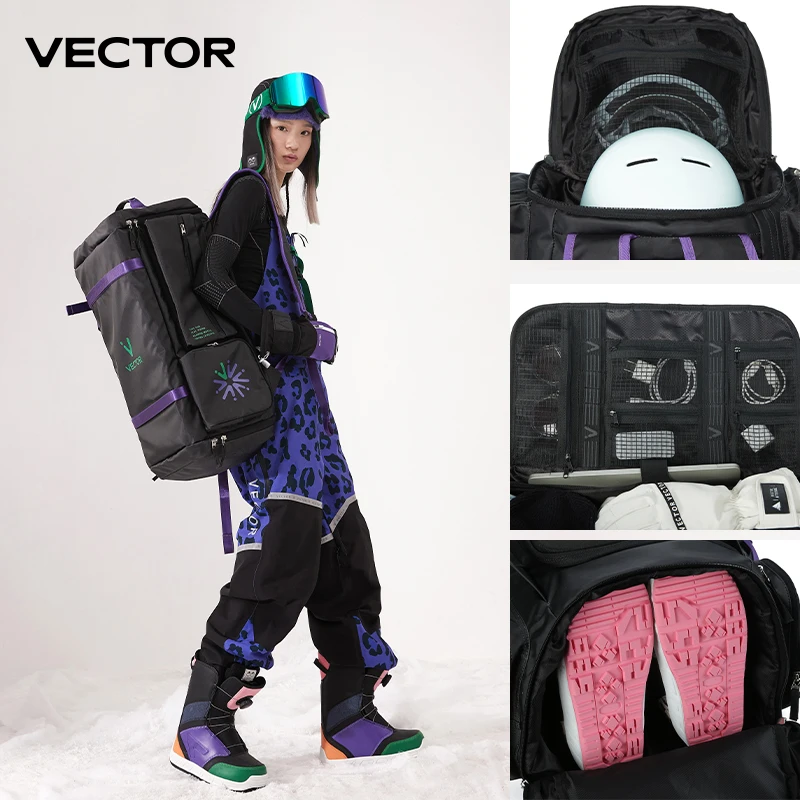 VECTOR Ski Backpack Snowboard Bag 55L Large Capacity Waterproof Ski Boots Bag Adjustable Waterproof Snowboard Backpack