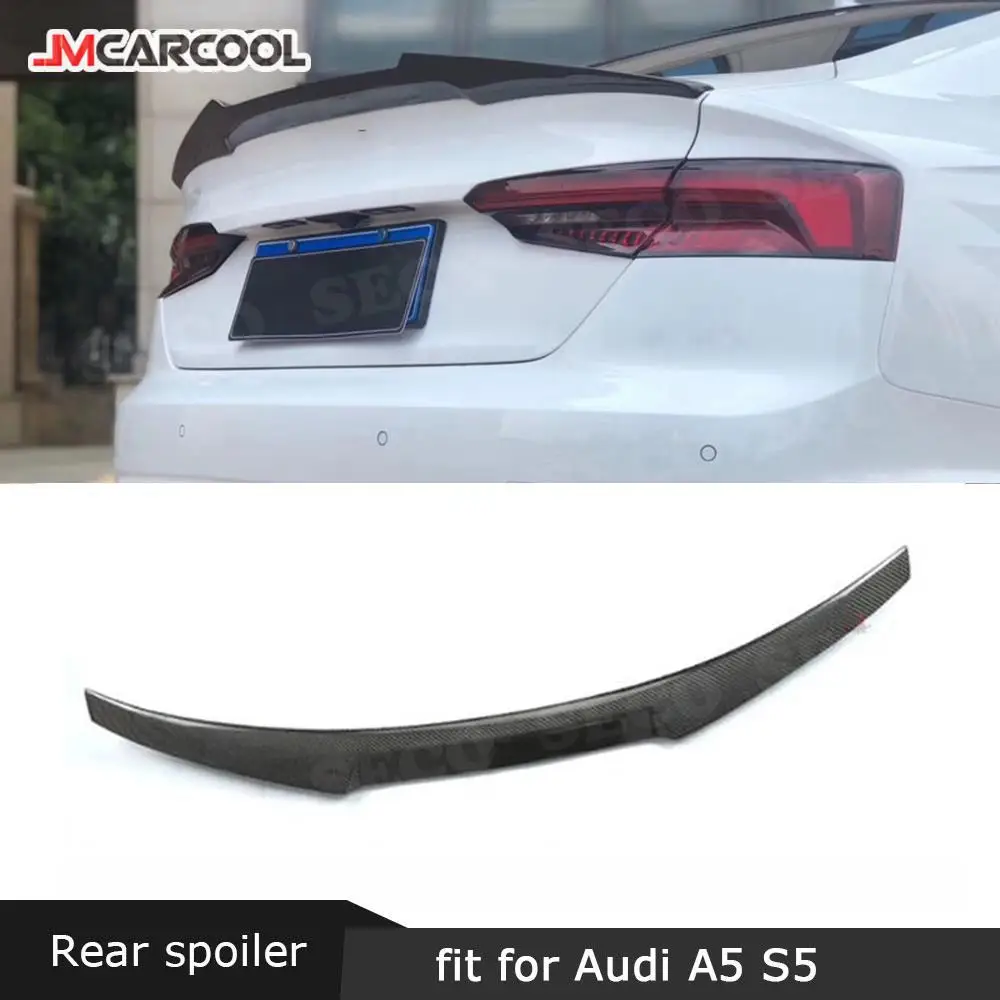 

For Audi A5 S5 Sedan Coupe 2017 2018 2019 Carbon fiber Rear Spoiler Boot Trim Sticker Wings M4 Style Spoiler Car Styling