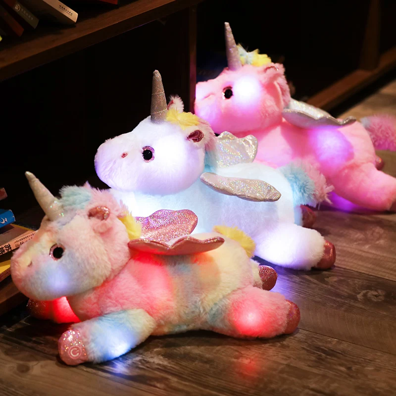 Kawaii светодиодный светящийся красочный единорог плюшевые игрушки Светящиеся