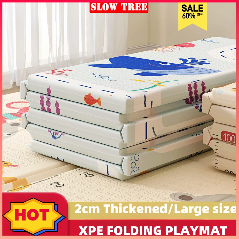 200x180 см XPE детский игровой коврик, коврик для ползания, большой складной водонепроницаемый игровой коврик с сумкой для переноски, напольный коврик для младенцев