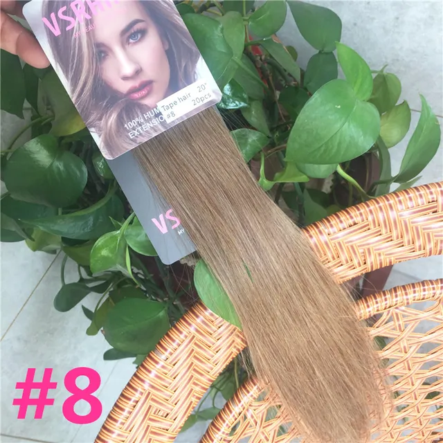 VSR PU Super Human Hair Tape In Extension Hair Style Double Drawn US Strong Adhesive Tape Human Hair Extensions For Salon #8