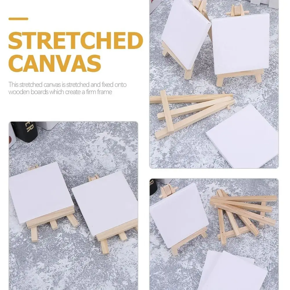 3Pcs 빈 미니 캔버스 이젤 세트 작은 작은 10x10cm 그림 이젤 나무 프레임 다기능 드로잉 장식 보드