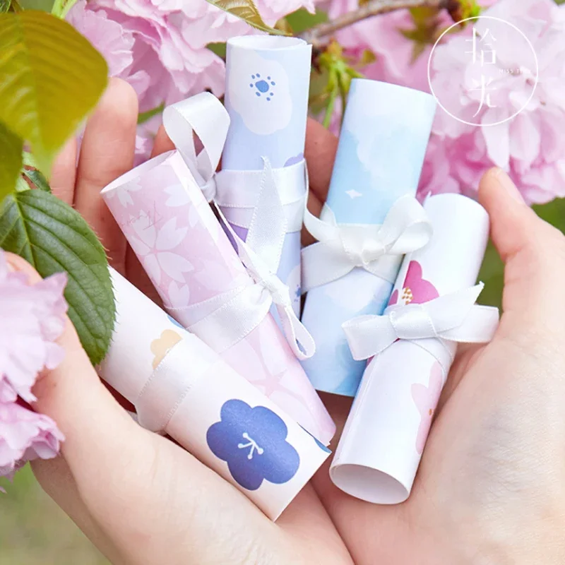 

1Set Cherry Blooming Floral Paper Letter Flower Heart Fantasy Art Illustration 3Envelope+6Letter write a letter DIY 21X9CM