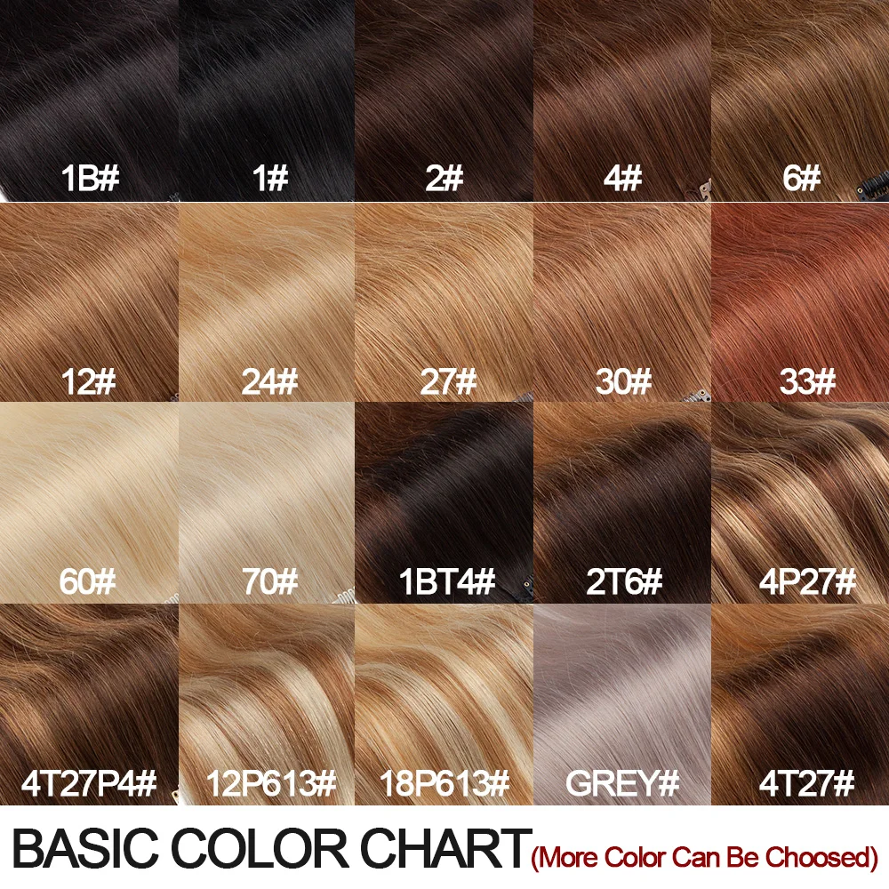 Clip in Hair Extensions Real Human Hair 8Pcs 10-24 inch Highlights Blonde Weft