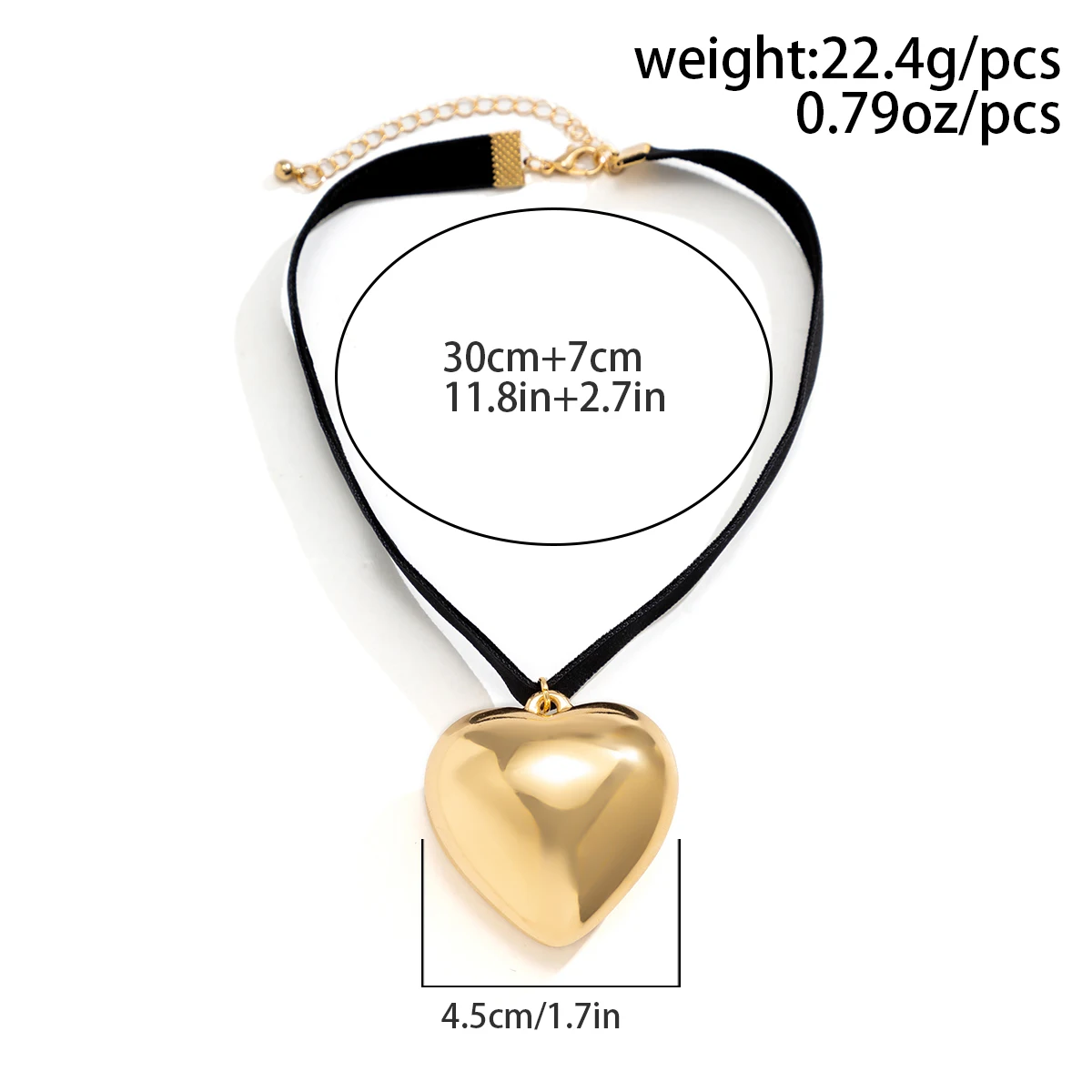 Heart of Gold - Gold Heart Lock Necklace, Goth Valentine's Day Gift 18 Inches