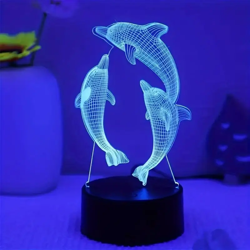 1pc 공룡 3D 야간 조명, 터치 기능이 있는 3D 착시 램프, 침실용 7색 변경 주변 조명