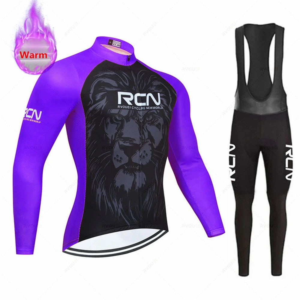 RVOUEI Winter Cycling Clothing Men, Long Sleeve Thermal Fleece Bicycle Jersey Set, MTB Warm Bike Jersey Set, Ropa Ciclismo Hombre - Image 6