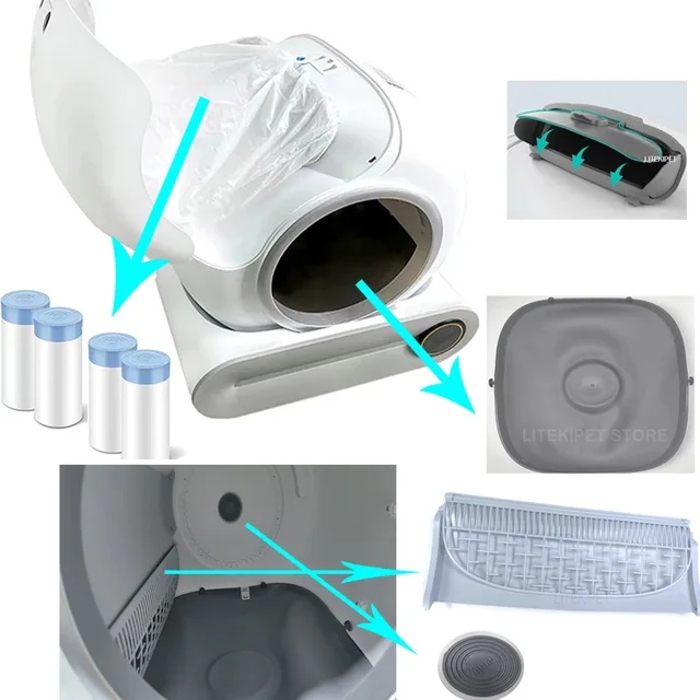 TONEPIE Automatic Cat Litter Box Accessories Bin Door Bottom Capsule Ventilation Screen Filter Mesh for Pet Toilet Replacement TONEPIE Automatic Cat Litter Box Accessories Bin Door Bottom Capsule Ventilation Screen Filter Mesh for Pet Toilet Replacement