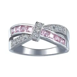 Elegant Sterling Silver & Colored Zircon Women's Ring - Fashionable Gift - 8 (Pink)