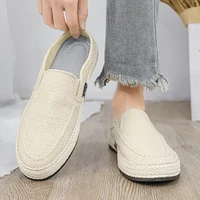 Sandales d'extérieur pour hommes, demi-pantoufle, chaussures d'été décontractées, toile à fond souple, chaussures de marche légères, chaussures vulcanisées 3