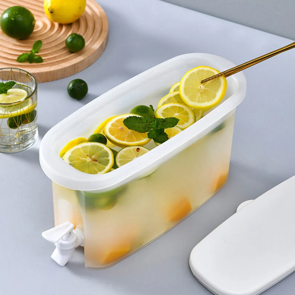 Rotary Cold Kettle with Faucet Put Refrigerator Fruit Teapot Three-grid Cold Water Bucket Cold Water Bucket Large Capacity, Size: Square Low Section