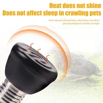 1Pc Brooder Chickens Tortoise Lizard Reptile Light 20-80W 220-240V Far Infrared Heating Lamp Black Ceramic E27 Pet Warmer Bulb