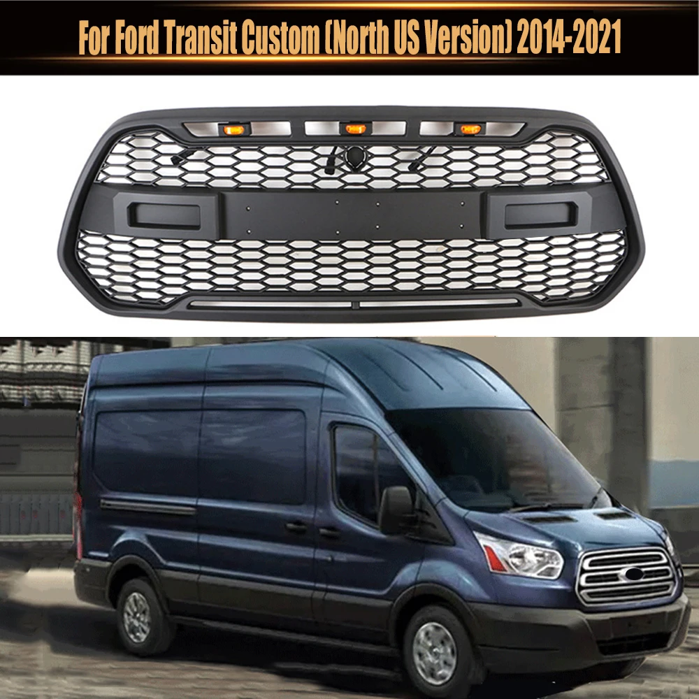 For Ford Transit Custom (North US Version) 2014-2021 Front Bumper Grill Upper Grid ABS Car Racing Grille Radiator Grille Fit