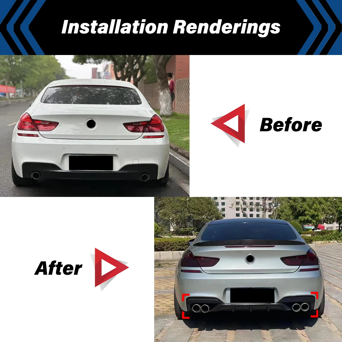 Rear Bumper Lip Diffuser Splitter Spoiler Body Kits for BMW 6-Series F06 F12 F13 M Sport 2011 2012 2013 2014 2015 car bumper spoiler bumper lip bumper lip decoration car rear bumper lip