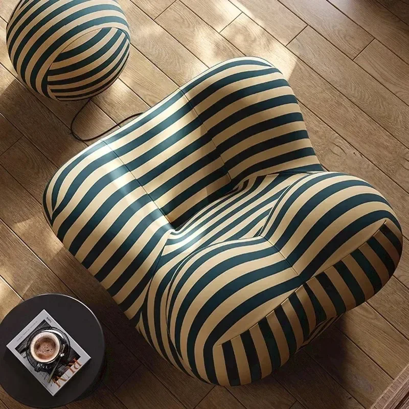 Nordic Lazy Floor Seat Mom's Embrace Sofa Bean Bag Striped Chair with Ottoman Cozy Seating Living Room Home Decor Furniture