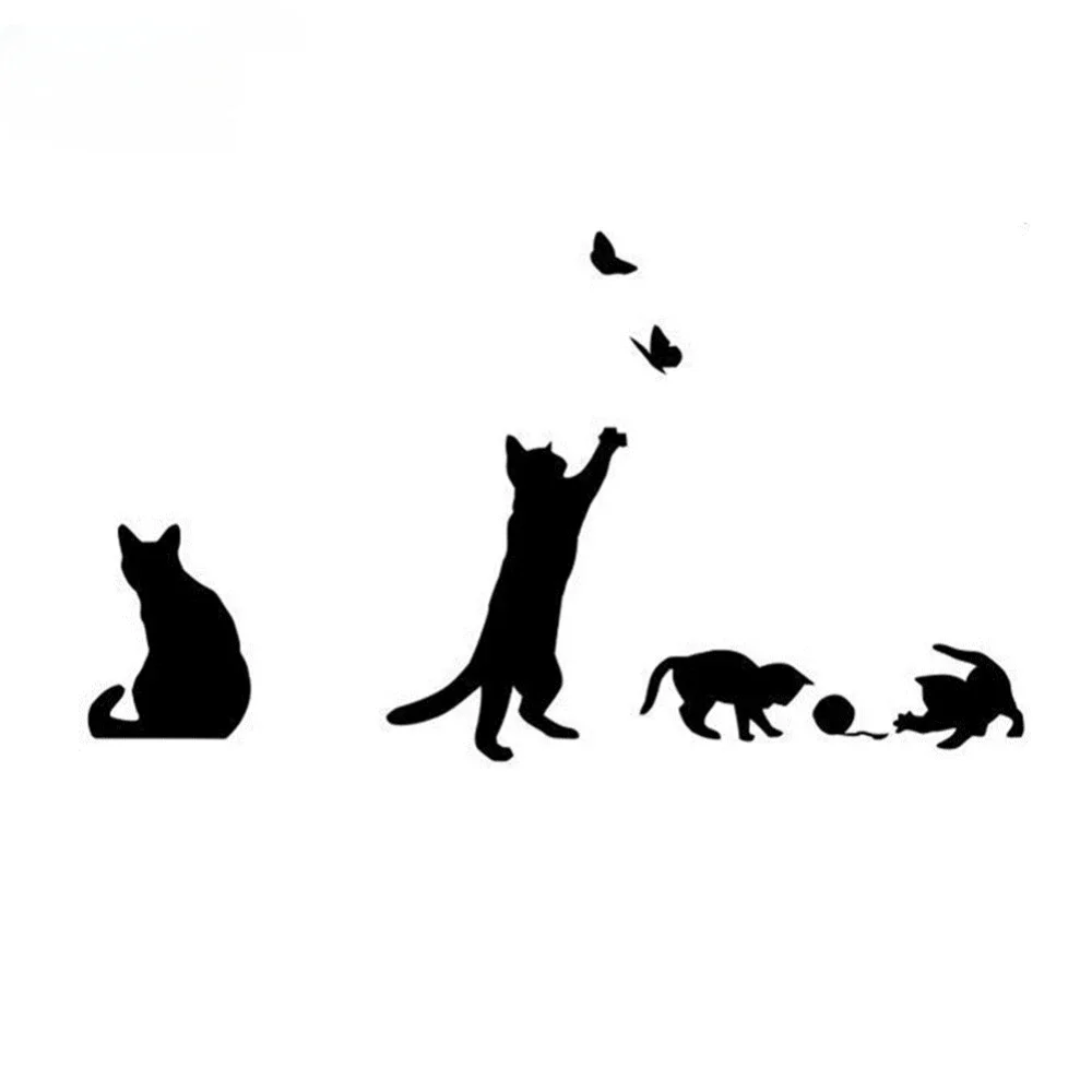 Description Picture 5 of itemCartoon Black Naughty Kitten Wall Sticker For Kids Room Bedroom Stairs Home Decoration Vinyl Wall Decals Cute Cats DIY Art Mural
