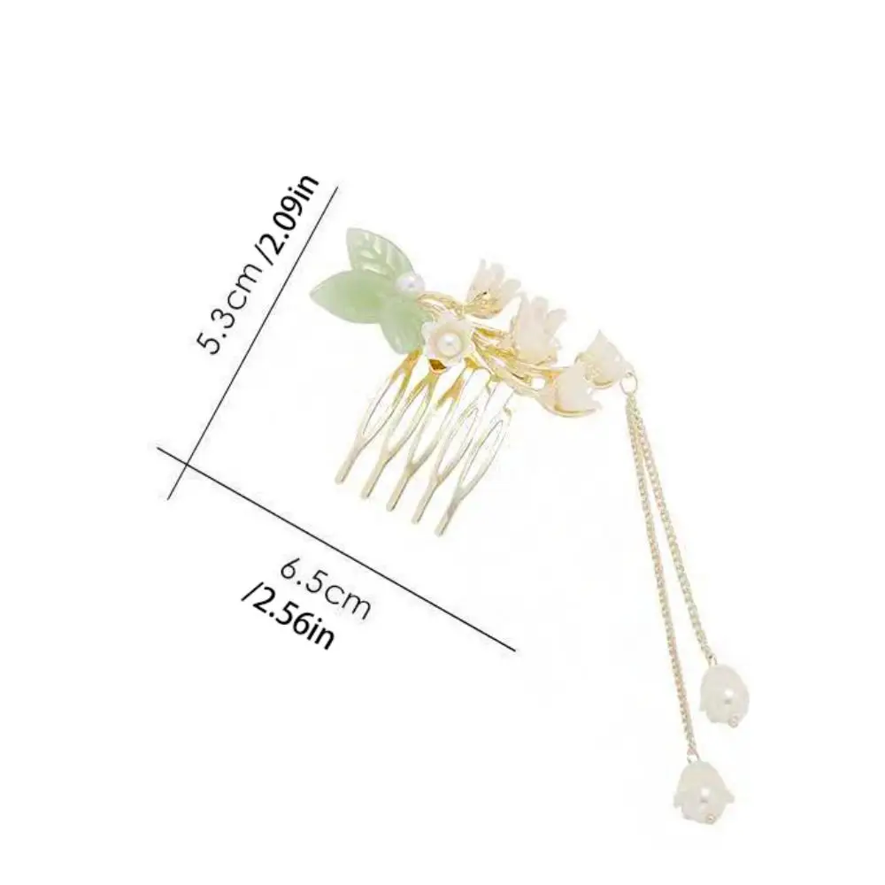 Tassel Flower Hair Comb Fan Pearl Children's Hairpin Hair Sticks for Buns Hair Chopstick Chinese Style Hair Stick