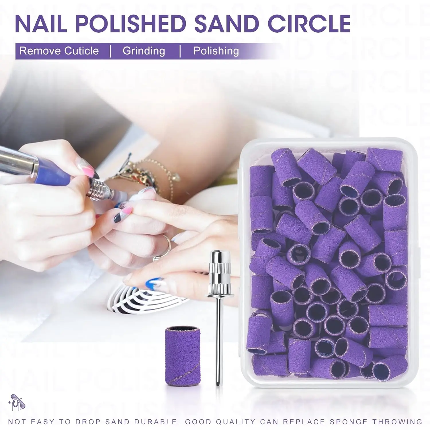 100 Pcs Sanding Bands for Nail Drill,Professional Fine Grit 150/180# Nail Drill Sanding Bands with 1 Pcs 3/32 In Drill Bit