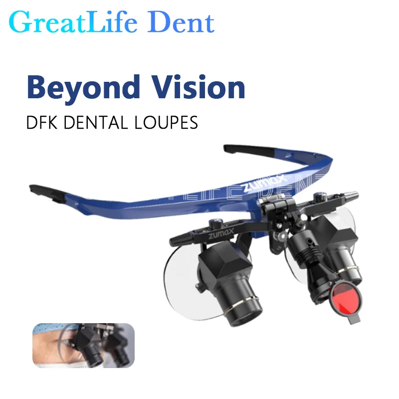 

GreatLife Dent 3X4X5X ZUMAX DFK Dentisit Surgical Headlight Surgery Beyond Vision Dental Magnifier Refractives Binocular Loupes