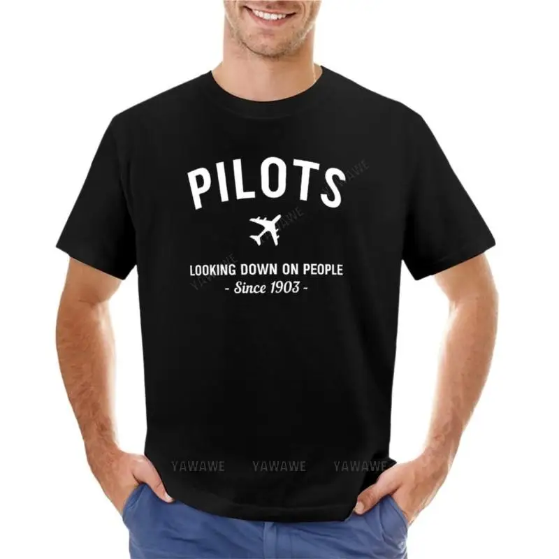 

cotton men t-shirt Pilots. Looking down on people Since 1903 T-Shirt oversized sweamen clothing new black tshirt for boys