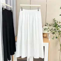 100KG Summer Long Skirt New Style Solid Color White Plus Size Women Fold A-Line Skirt 2509 - Image 2