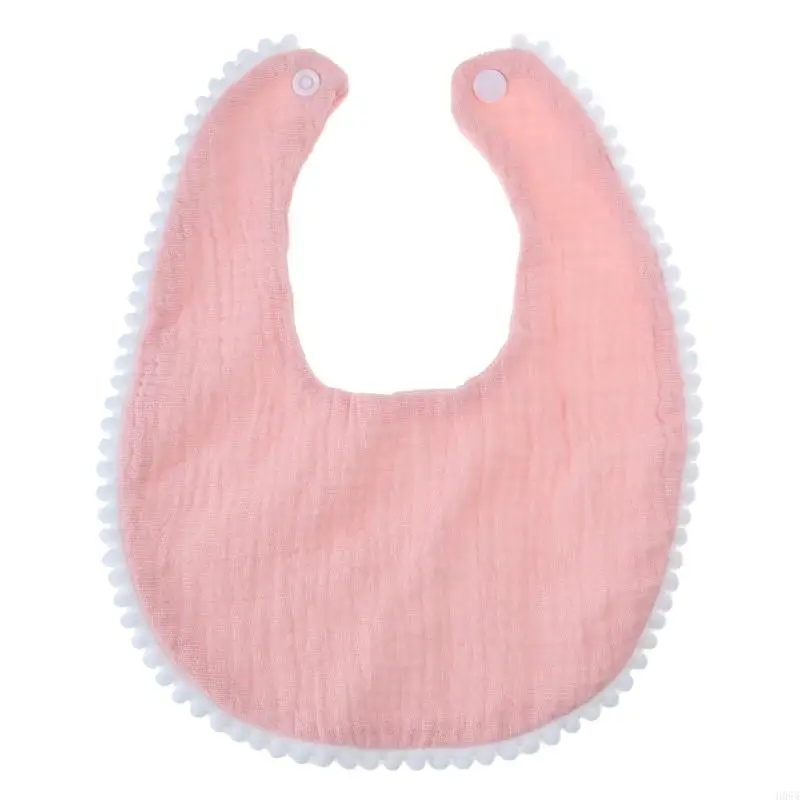 H055 Baby Bandana Drool Bibs with Ruffle Lace Trim Solid Color Infant Toddler Boys Girls Drooling Teething Saliva Towel Cotton
