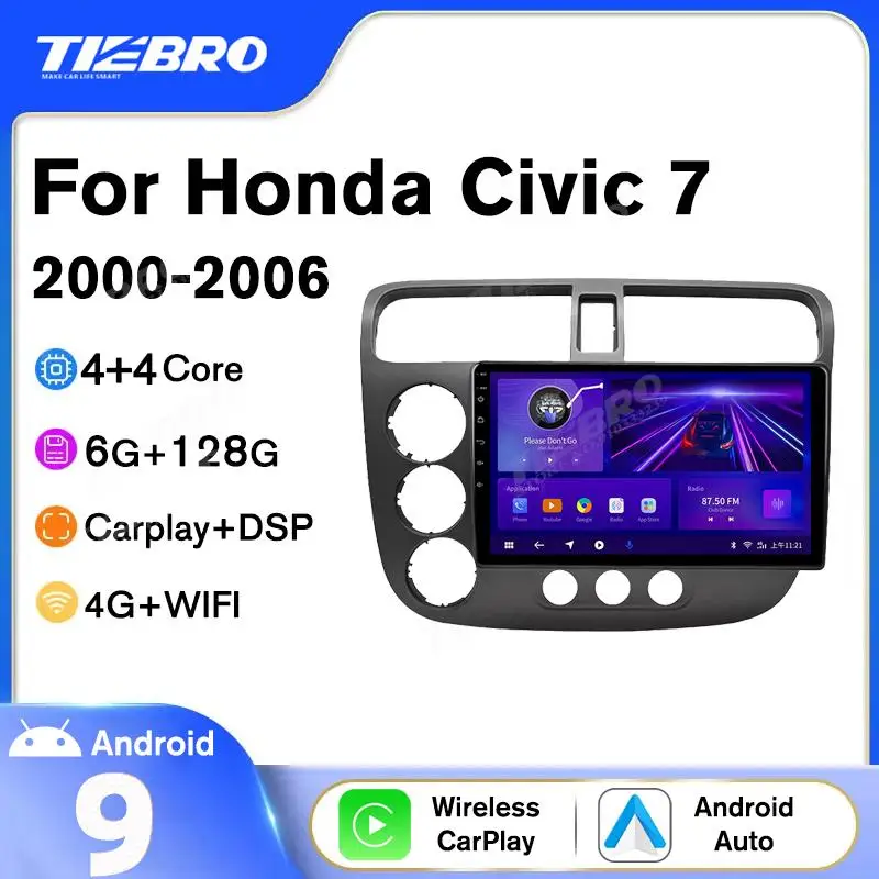 

TIEBRO Android10 2DIN For Honda Civic 7 LHD RHD 2000-2006 GPS Navigation DSP Car Radio Multimedia Video Player Autoradio Carplay