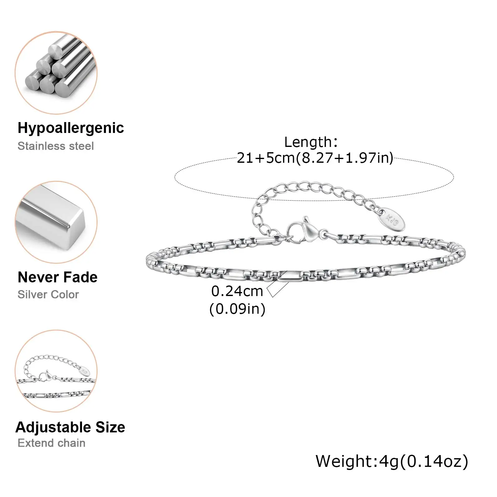 Minimalistisches Edelstahl-Fußkettchen für Damen, Modisches Vergoldetes Verstellbares Kettenarmband, Fußschmuck für Sommer und Strandpartys – Detail 8